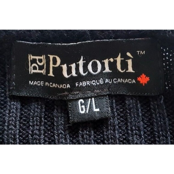 VTG Putorti Women’s Navy Blue Cardigan Square Button Ribbed Knit Sweater Size L - Picture 4 of 6
